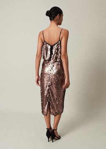 Phase Eight Myka Bronze Sequin Tiered Dress Brown Canada | FHONTS-875